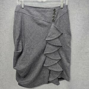 Eva Franco Anthropologie Fluttering Stripe Tweed Ruffle Skirt Size 4